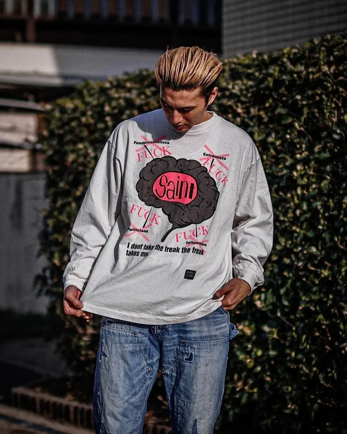 #SA73 SAINT Pure Cotton Long Sleeve T P150 Color: White Size: S-XL